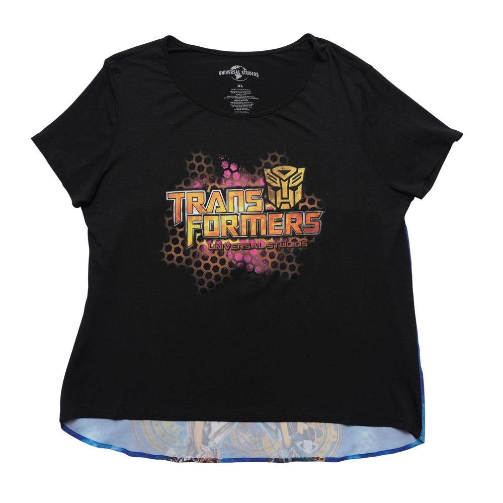 Universal Studios Transformers Womens XL Black Bumblebee Graphic Mixed Media Tee